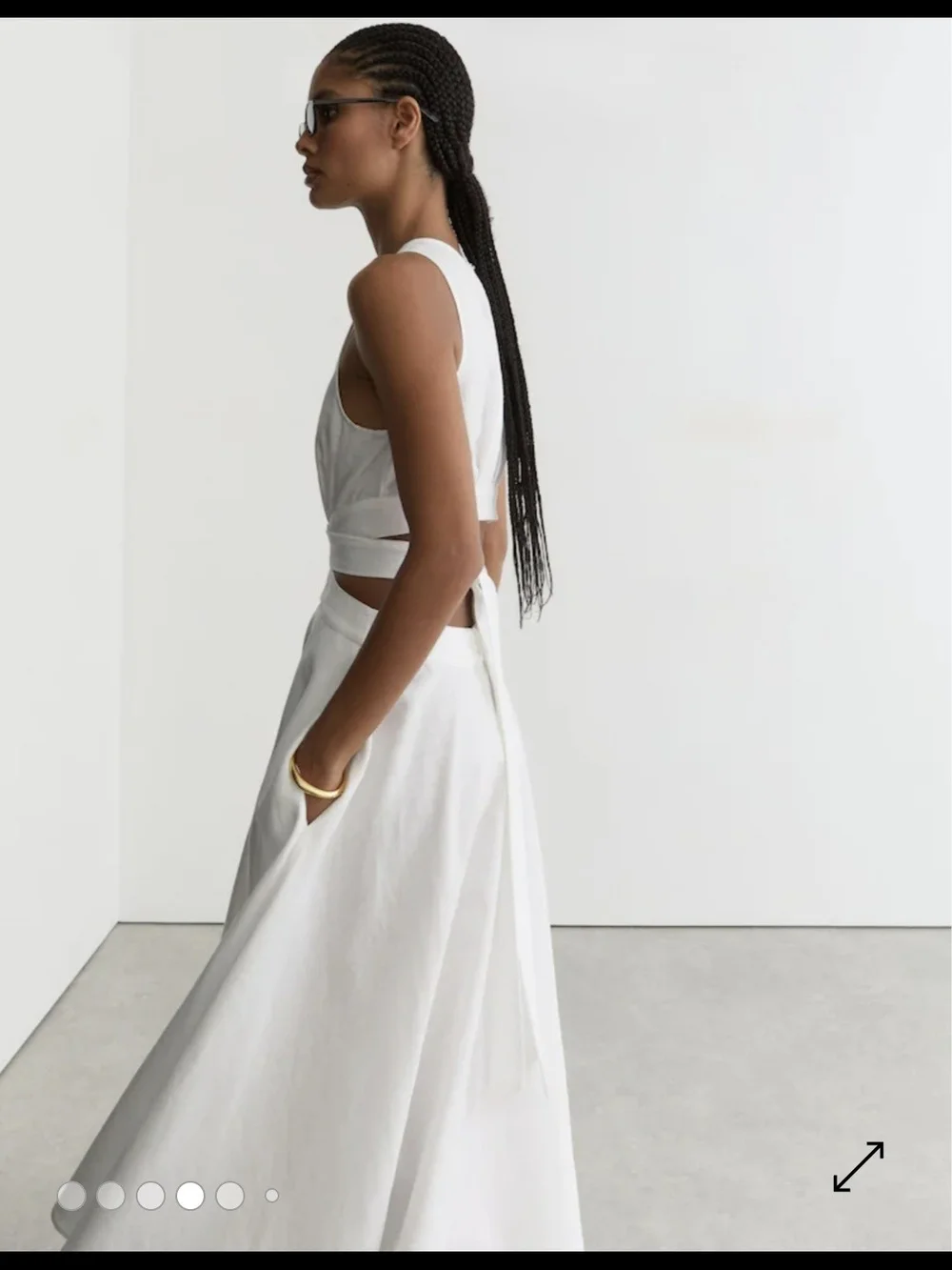 Reiss Hazel Linen Cutout Midi Dress Ivory 2 $310 - Picture 4 of 7